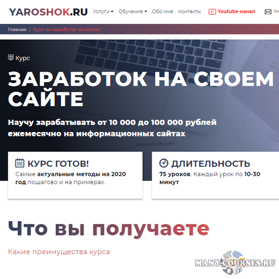Дмитрий Ярошок - Заработок на своем сайте. Научу зарабатывать от 10 000 до 100 000 рублей ежемесячно (2021)